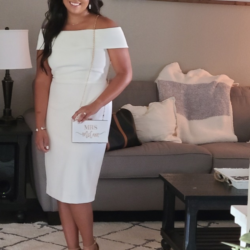 Bridal White Off Shoulder Dress - Sz8